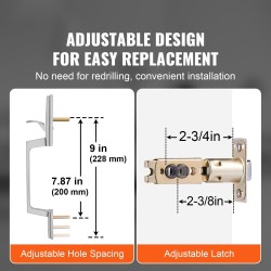 Etuoven neliönmuotoinen vedinsarja sinkkiseos satiininikkeli käännettävä oikea ja vasen