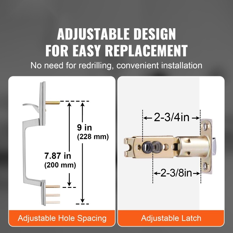 Etuoven neliönmuotoinen vedinsarja sinkkiseos satiininikkeli käännettävä oikea ja vasen