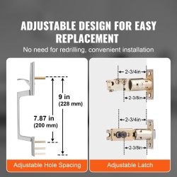 Etuoven vedin- ja lukkosetti sinkkiseos satiininikkeli käännettävä oikea- ja vasenkätisiin