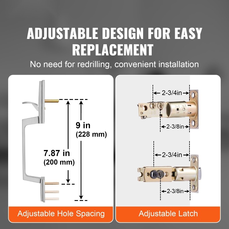 Etuoven vedin- ja lukkosetti sinkkiseos satiininikkeli käännettävä oikea- ja vasenkätisiin