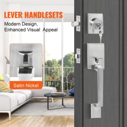 Etuoven vedin- ja lukkosetti sinkkiseos satiininikkeli käännettävä oikea- ja vasenkätisiin