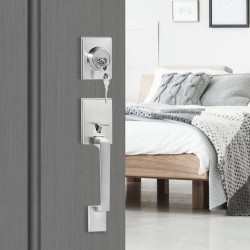 Etuoven vedin- ja lukkosetti sinkkiseos satiininikkeli käännettävä oikea- ja vasenkätisiin