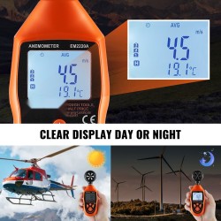 Kädessä pidettävä tuulimittari tuulennopeus lämpötila ilmavirta tuulen vaikutuslämpötila taustavalaistu näyttö roiskeenkestävä