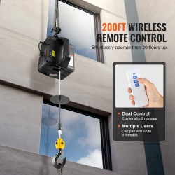 Kannettava sähkönostin ja vinssi 499 kg nostokyky 7 m langaton kauko-ohjain