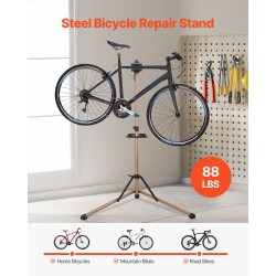 Pyörän huoltoteline Q195-teräs kantavuus 39.9 kg säädettävä 105–152 cm magneettitarjotin 360° puristin