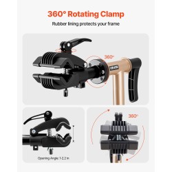 Pyörän huoltoteline Q195-teräs kantavuus 39.9 kg säädettävä 105–152 cm magneettitarjotin 360° puristin