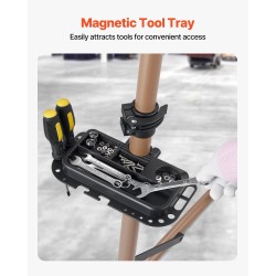 Pyörän huoltoteline Q195-teräs kantavuus 39.9 kg säädettävä 105–152 cm magneettitarjotin 360° puristin