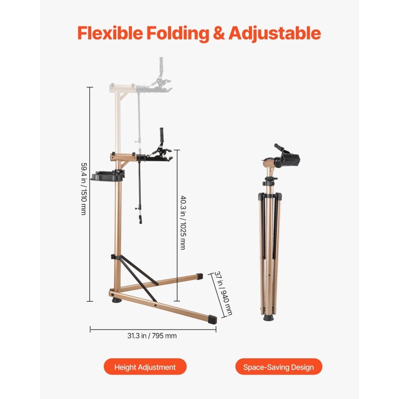 Pyörän huoltoteline teräs ja alumiini 49,9 kg kantavuus säädettävä korkeus 1025–1510 mm