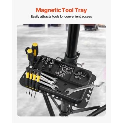 Pyöränhuoltoteline alumiiniseos säädettävä 1035–1630 mm korkeus 38,6 kg kantavuus magneettinen työkalutaso