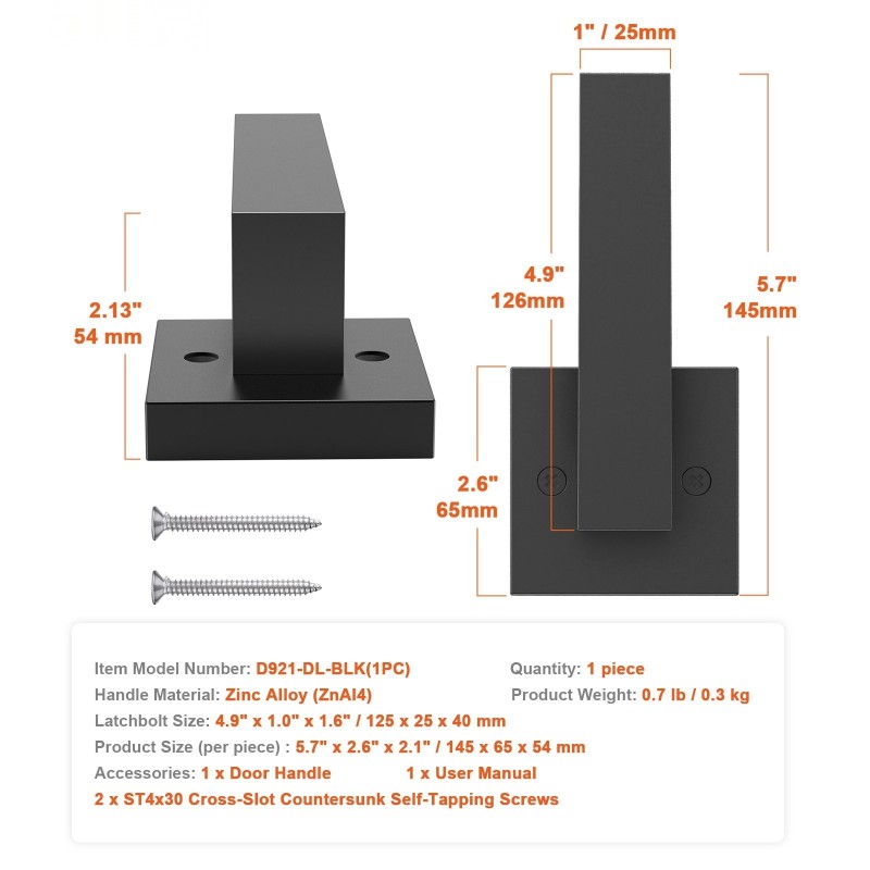 Ovenkahva neliömäinen sinkkiseos käännettävä 1 kappale mattamusta sisäoviin