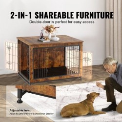 Koirankoppi P2-luokan lastulevystä sisäkäyttöön kahdella ovella irrotettavalla tarjottimella ruskea