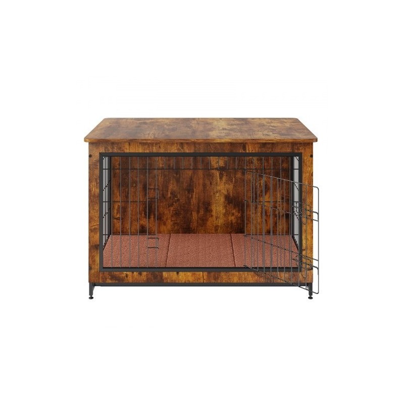 Koirankoppi P2-luokan lastulevystä sisäkäyttöön kahdella ovella irrotettavalla tarjottimella ruskea