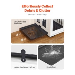 Kaksoishäkki kahdelle koiralle teräsrunko ja P2-luokan MDF-levy TV-tasona ruskea ja valkoinen