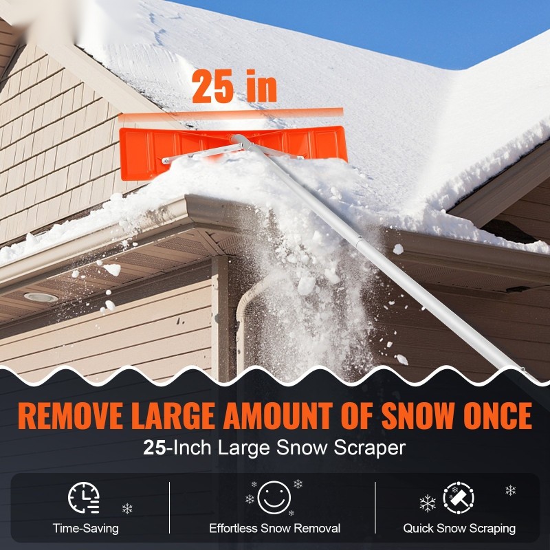 Lumiharja ABS-muovinen terä 63,5 cm säädettävä alumiinivarsi 5–21 jalkaa luistamaton kahva