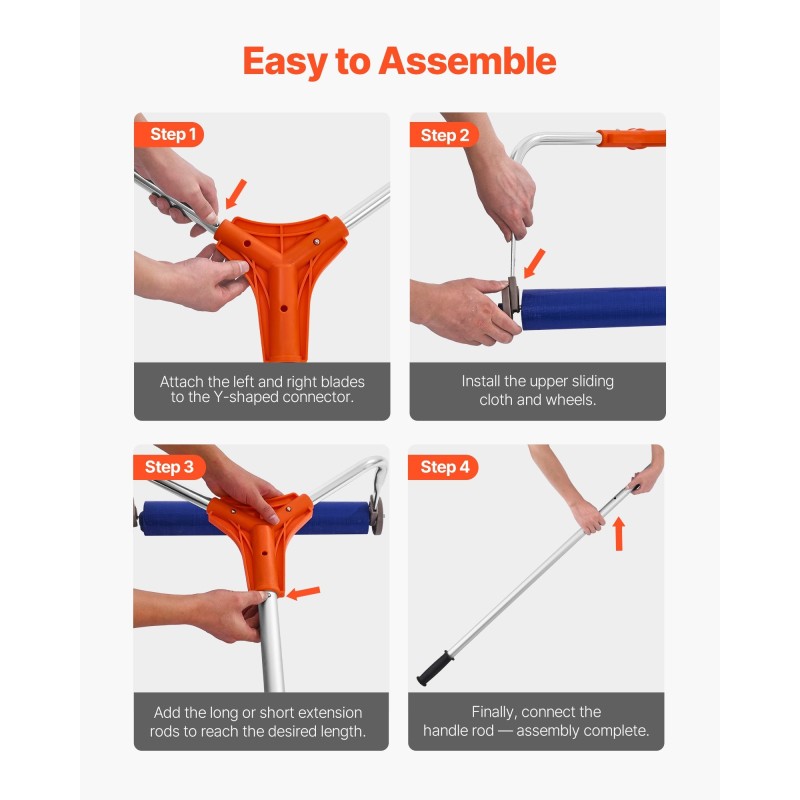 Kattolumiharava 27 cm alumiiniterä säädettävä 1,25–5,24 m pyörillä liukukankaalla