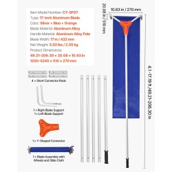 Kattolumiharava 27 cm alumiiniterä säädettävä 1,25–5,24 m pyörillä liukukankaalla