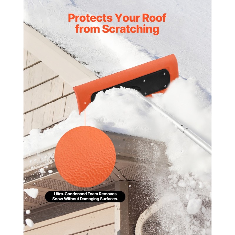 Kattolumilapio korkeatiheyksisellä 45 cm vaahtoterällä säädettävä 2,25–5,62 m alumiinivarrella ja liukumattomalla kahvalla