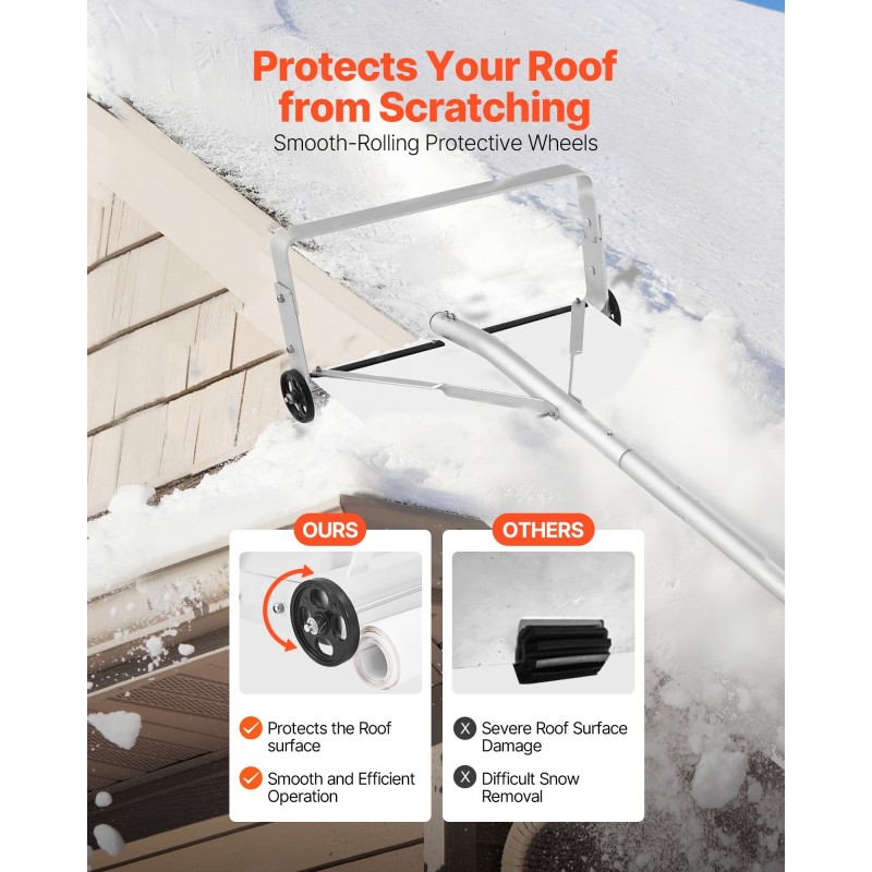 Kattolumiharja alumiiniterällä säädettävällä varrella 1.58–9.13 m rullilla