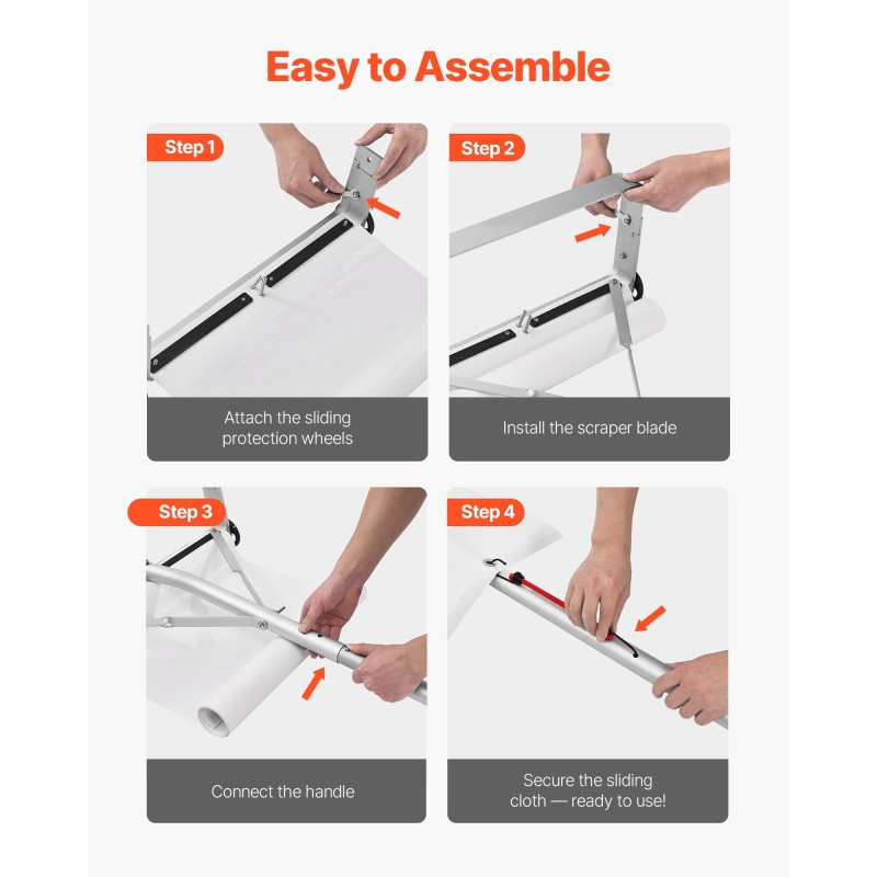 Kattolumiharja alumiiniterällä säädettävällä varrella 1.58–9.13 m rullilla