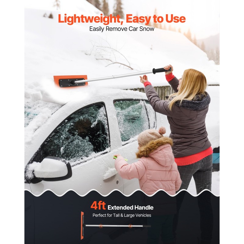 Lumiharja alumiinivarsi 1,2 m vaahtomuoviterä 45 cm liukumaton kahva