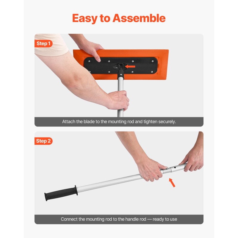 Lumiharja alumiinivarsi 1,2 m vaahtomuoviterä 45 cm liukumaton kahva