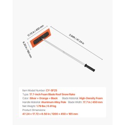 Lumiharja alumiinivarsi 1,2 m vaahtomuoviterä 45 cm liukumaton kahva