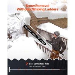 Kattolumiharja 66 cm alumiiniterällä säädettävä 2,3–6 m varsi rullilla