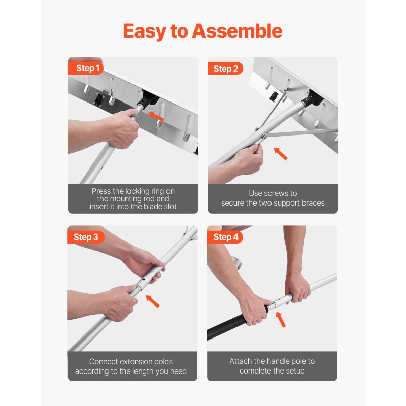 Kattolumiharja 66 cm alumiiniterällä säädettävä 2,3–6 m varsi rullilla