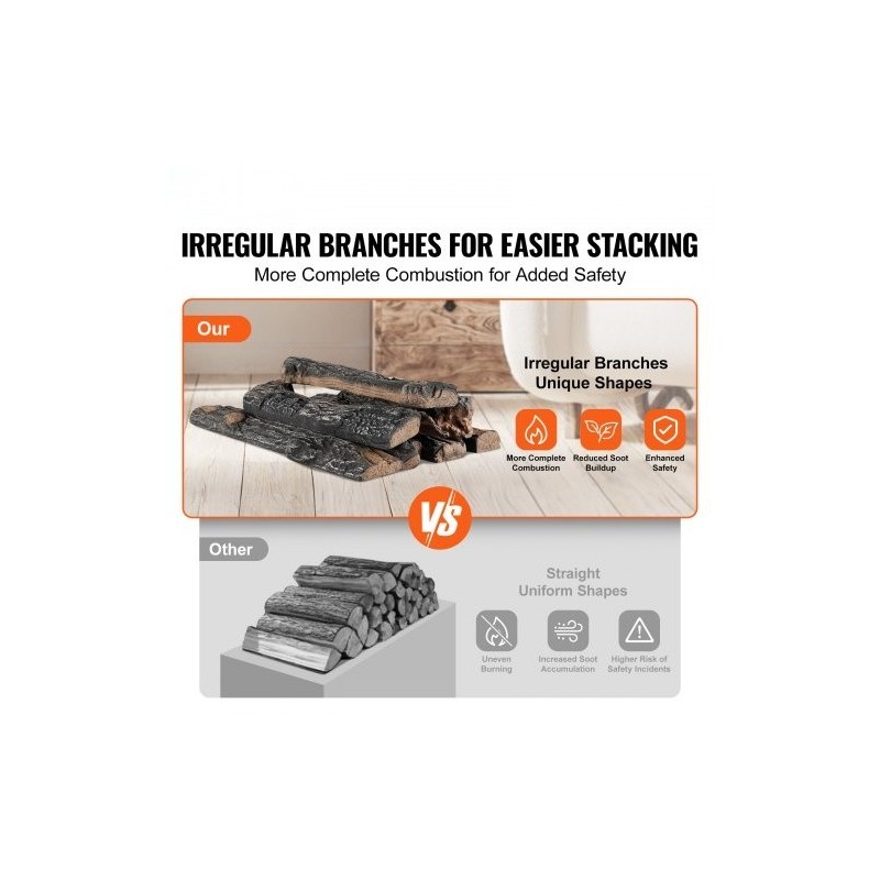 Keramiikkahalkosarja 8 kpl lämmönkestävä tammipuun ulkonäkö kaasukamiinoihin