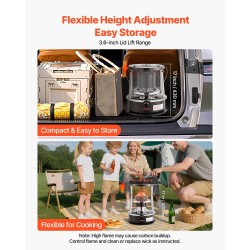 Siirrettävä kerosiinilämmitin ja liesi 9000 BTU 19 L säädettävä liekki musta