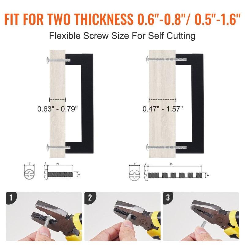 Kaapinvedin ruostumatonta terästä kapea neliömuoto 96 mm keskireikäväli mattamusta 30 kpl