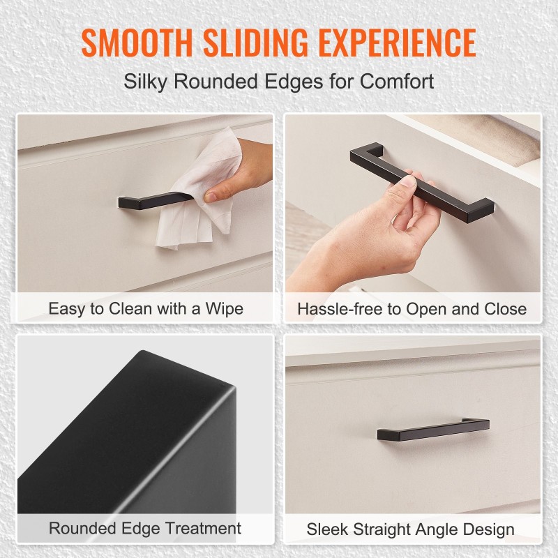 Kaapinvedin ruostumatonta terästä kapea neliömuoto 96 mm keskireikäväli mattamusta 30 kpl