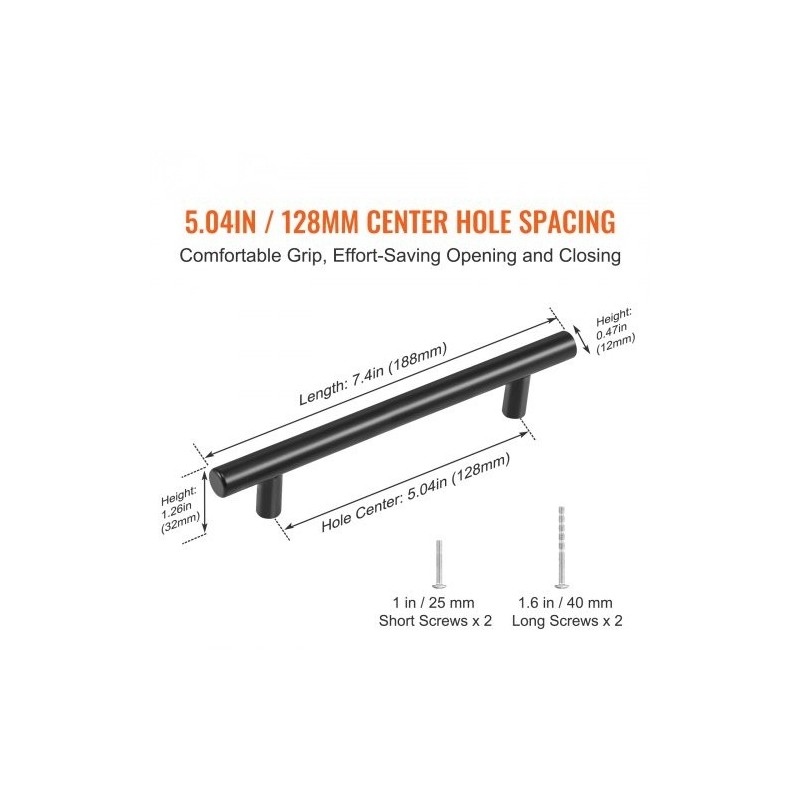 Kaapinvedin ruostumattomasta teräksestä 128 mm keskietäisyys mattamusta 30 kpl keittiöön