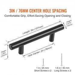 Kaapinvetimet ruostumattomasta teräksestä 76 mm keskeltä keskelle 30 kpl mattamusta