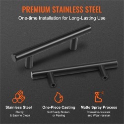 Kaapinvetimet ruostumattomasta teräksestä 76 mm keskeltä keskelle 30 kpl mattamusta