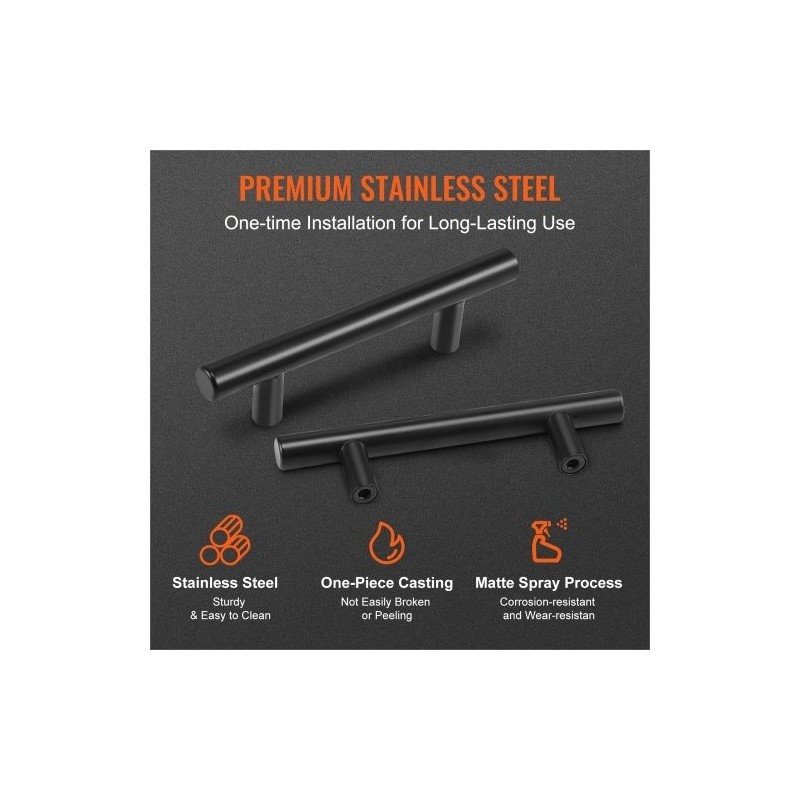 Kaapinvetimet ruostumattomasta teräksestä 76 mm keskeltä keskelle 30 kpl mattamusta