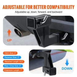 Vetokoukun jatkopala 2 tuuman vastaanottimeen 6 tuuman nosto 7 ja 9 tuumaa