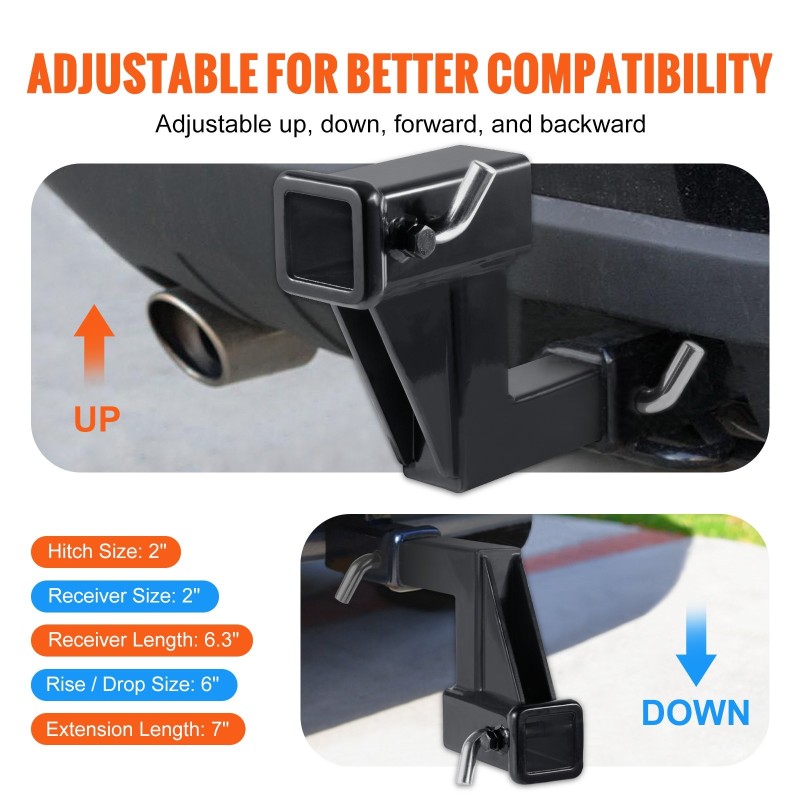 Vetokoukun jatkopala 2 tuuman vastaanottimeen 6 tuuman nosto 7 ja 9 tuumaa