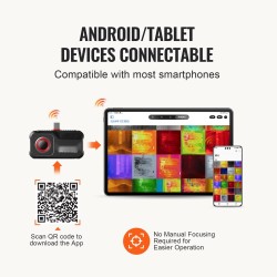 Lämpökamera 256×192 pikseliä 25 Hz Android‑yhteensopiva Type‑C‑liitäntä IP54 -20–550 °C