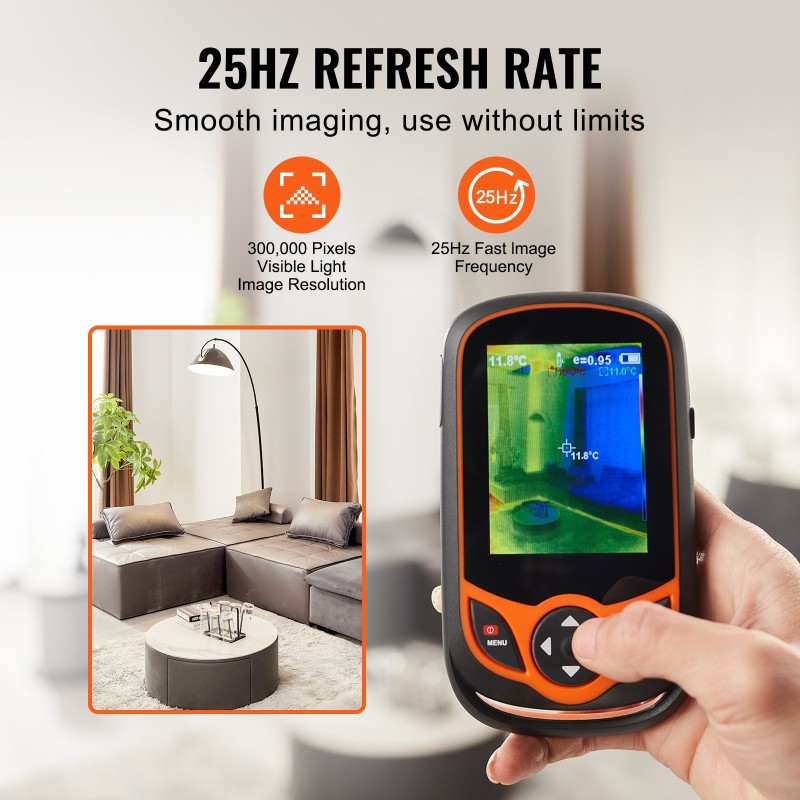 Taskukokoinen lämpökamera 256 x 192 infrapunaresoluutio 3,2 tuuman kosketusnäyttö IP54 -20–550°C