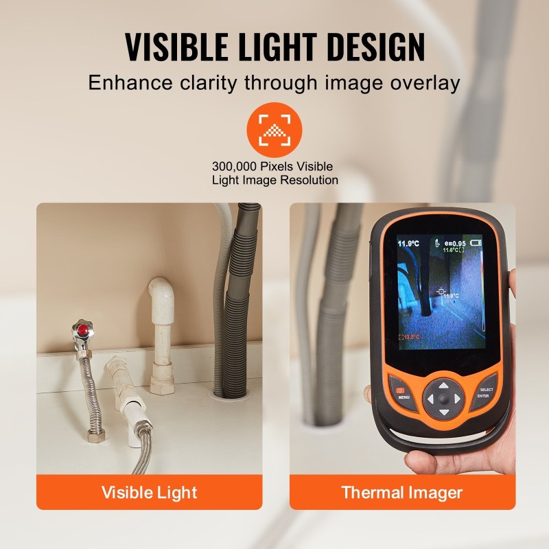 Taskukokoinen lämpökamera 256 x 192 infrapunaresoluutio 3,2 tuuman kosketusnäyttö IP54 -20–550°C