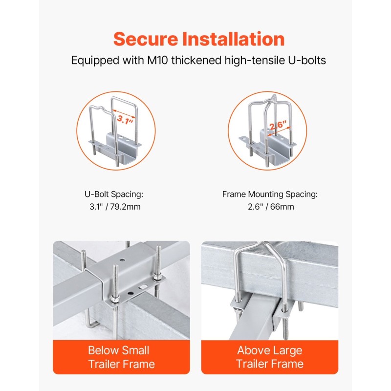 Venetrailerin ohjainpylväät teräs PVC säädettävät 1590 mm 2 kpl sopii veneille