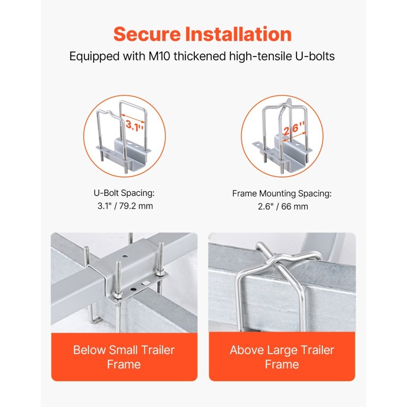 Peräkärryn venänohjain teräsrunko muoviputkilla säädettävällä leveydellä aurinkovalaisimilla