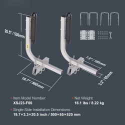 Peräkärryn ohjainpylväät sinkitty teräs 52,1 cm säädettävät 2 kpl kumirullilla pienille veneille
