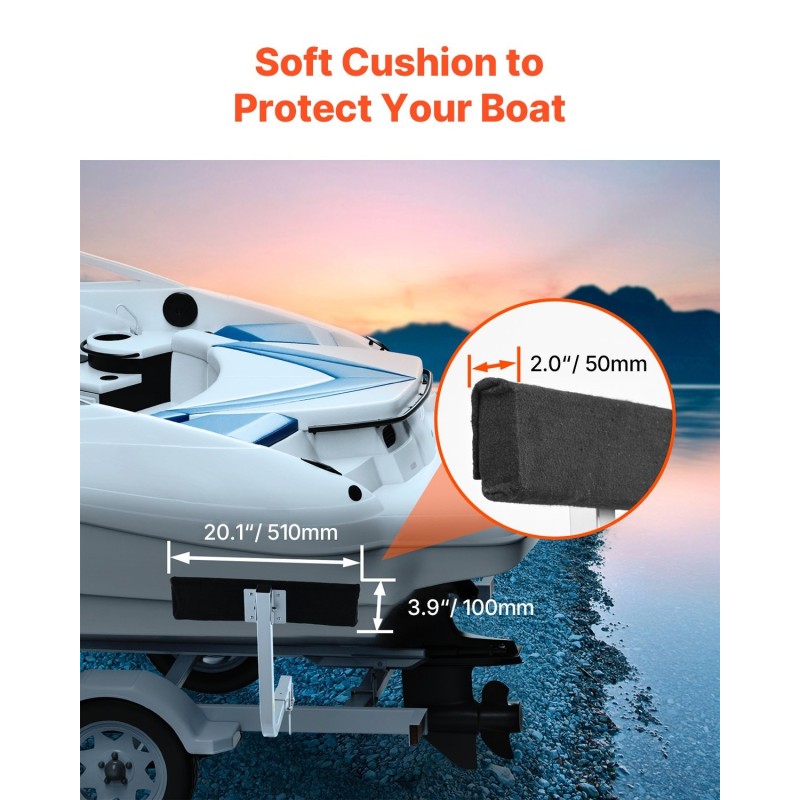 Venetrailerin säädettävät kovetetut teräsohjaimet 2 kpl pehmustetut merenkestävät