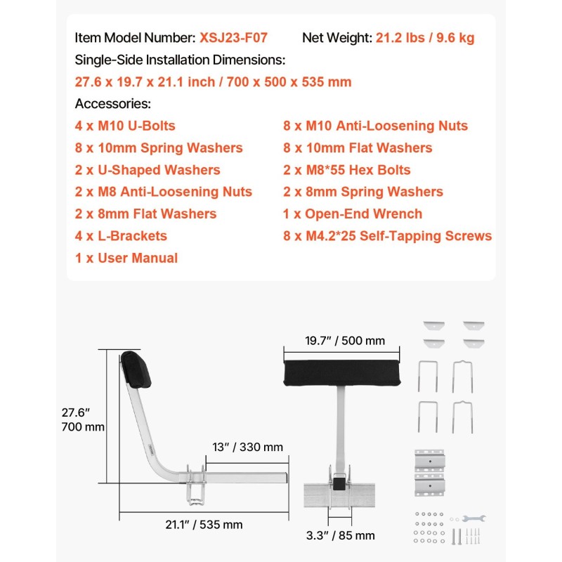Venetrailerin säädettävät kovetetut teräsohjaimet 2 kpl pehmustetut merenkestävät