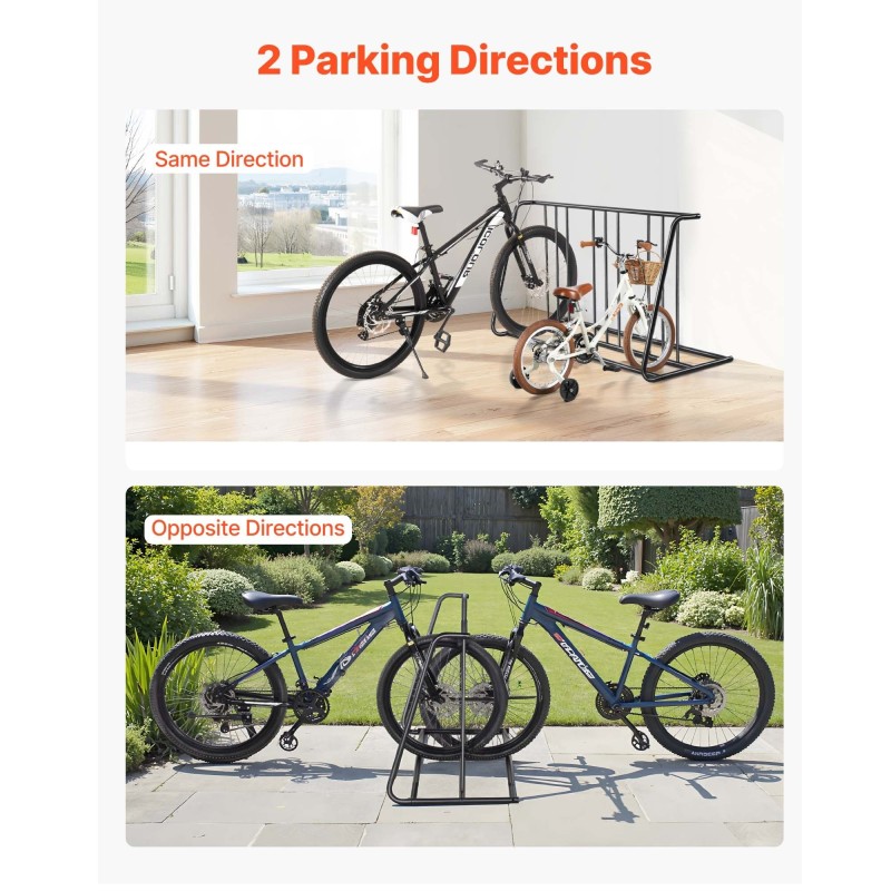 Polkupyöräteline hiiliteräsrunkoinen vapaasti seisova kuudelle polkupyörälle sopii 3 tuuman renkaalle