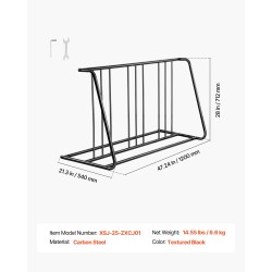 Polkupyöräteline hiiliteräsrunkoinen vapaasti seisova kuudelle polkupyörälle sopii 3 tuuman renkaalle