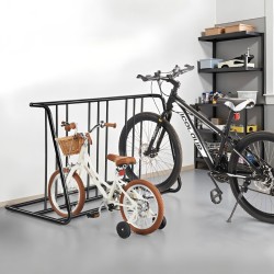 Polkupyöräteline hiiliteräsrunkoinen vapaasti seisova kuudelle polkupyörälle sopii 3 tuuman renkaalle