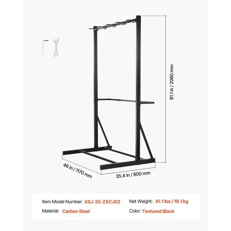 Vapaasti seisova pyöräteline hiiliteräsrunko 136kg kantavuus jopa 5 pyörää sisä- ja ulkokäyttöön